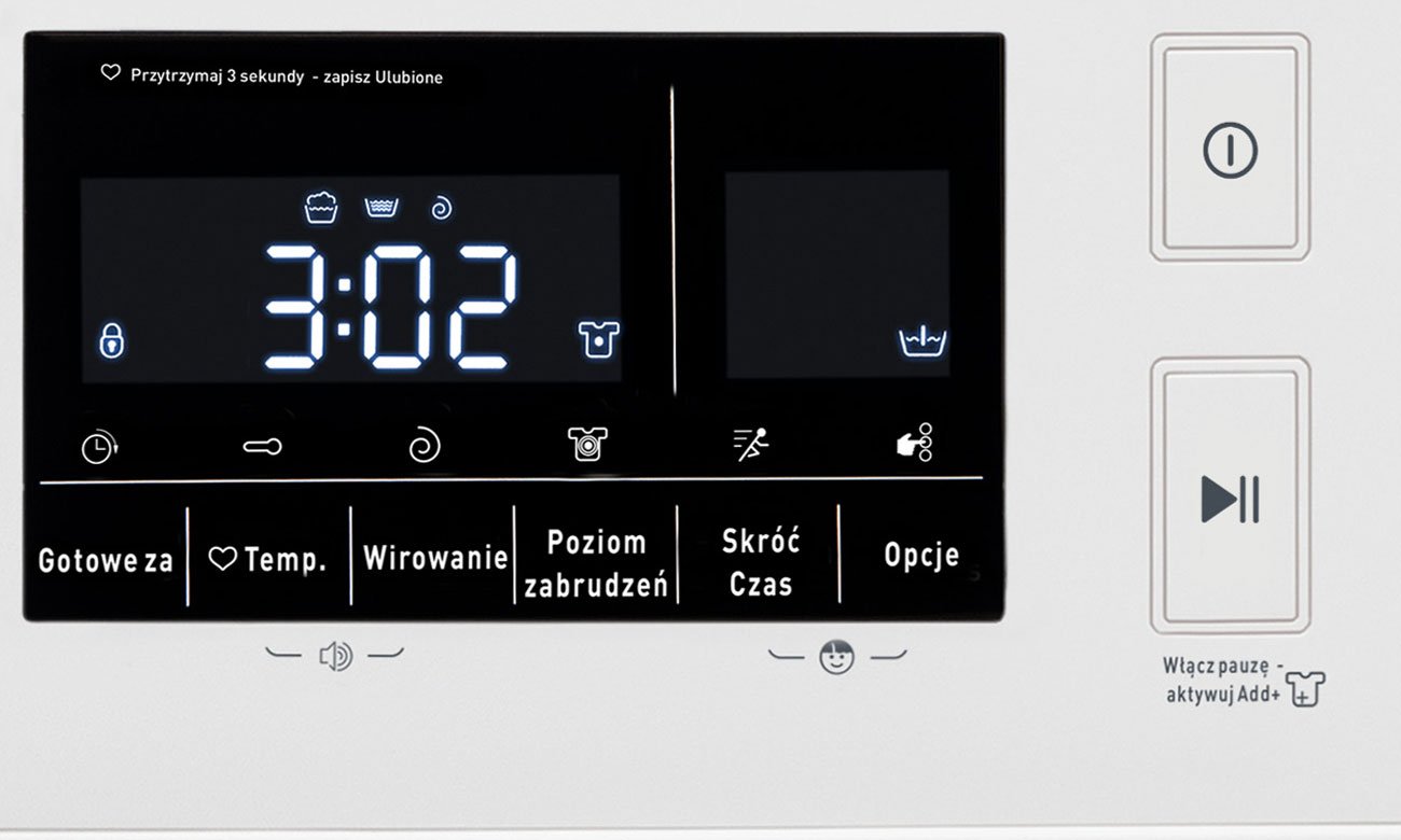 Wyświetlacz LED i System Navigator w pralce Amica TAW 6122 LSW